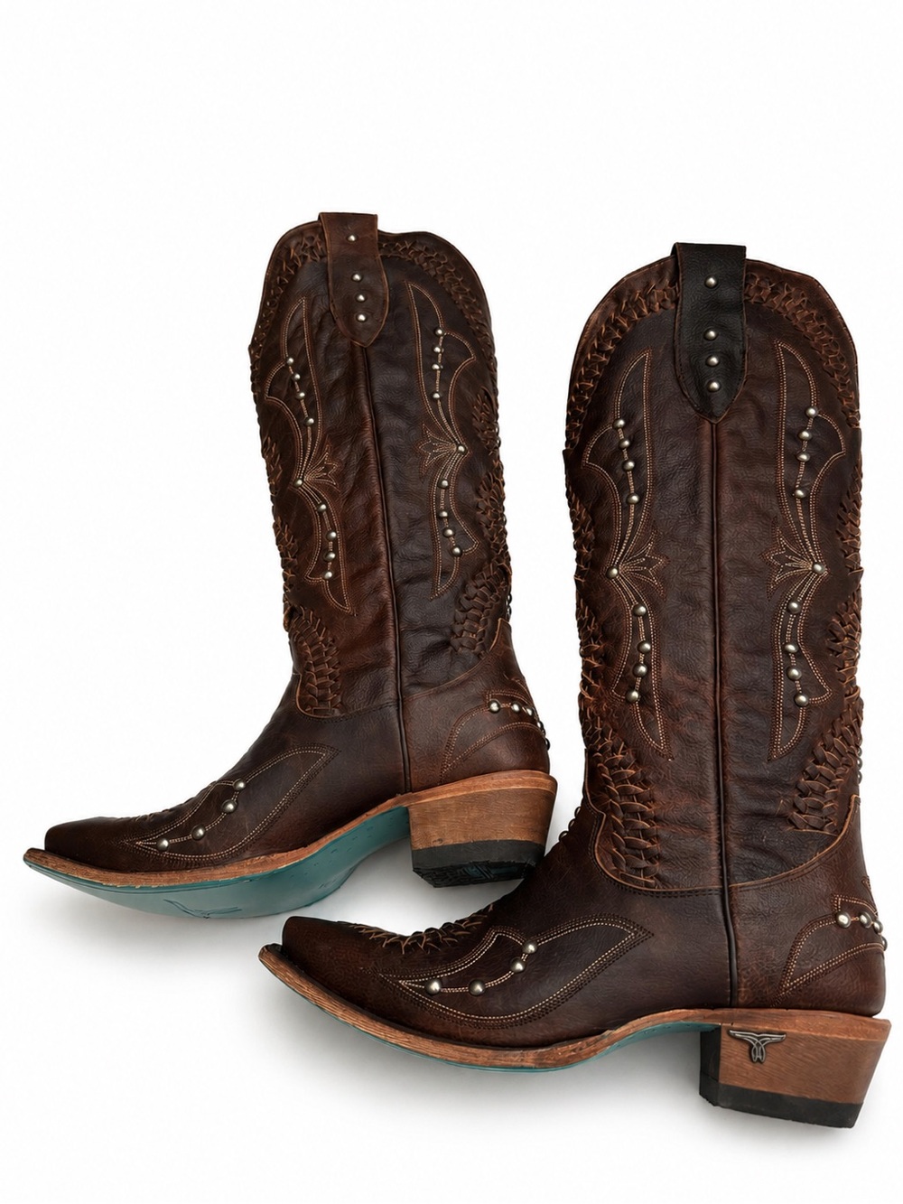 LANE Cossette Cognac Western Boots Leather Studded BNWT Box Size 7 - Picture 15 of 16